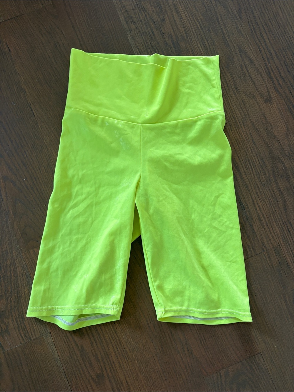 NWOT neon yellow green high rise bike shorts